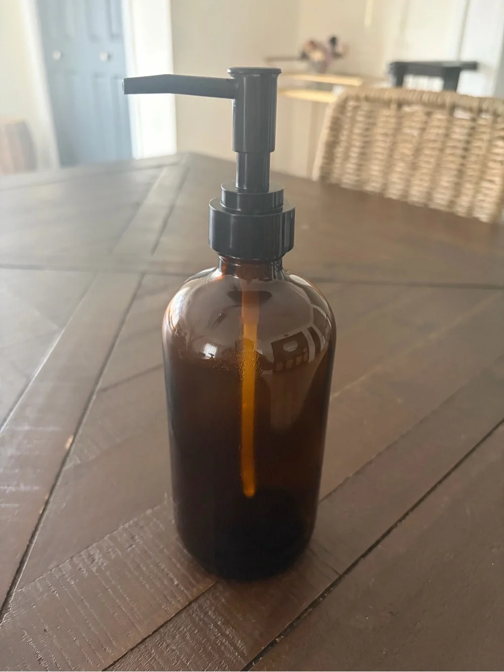 glass amber soap pump dispenser 420ml new